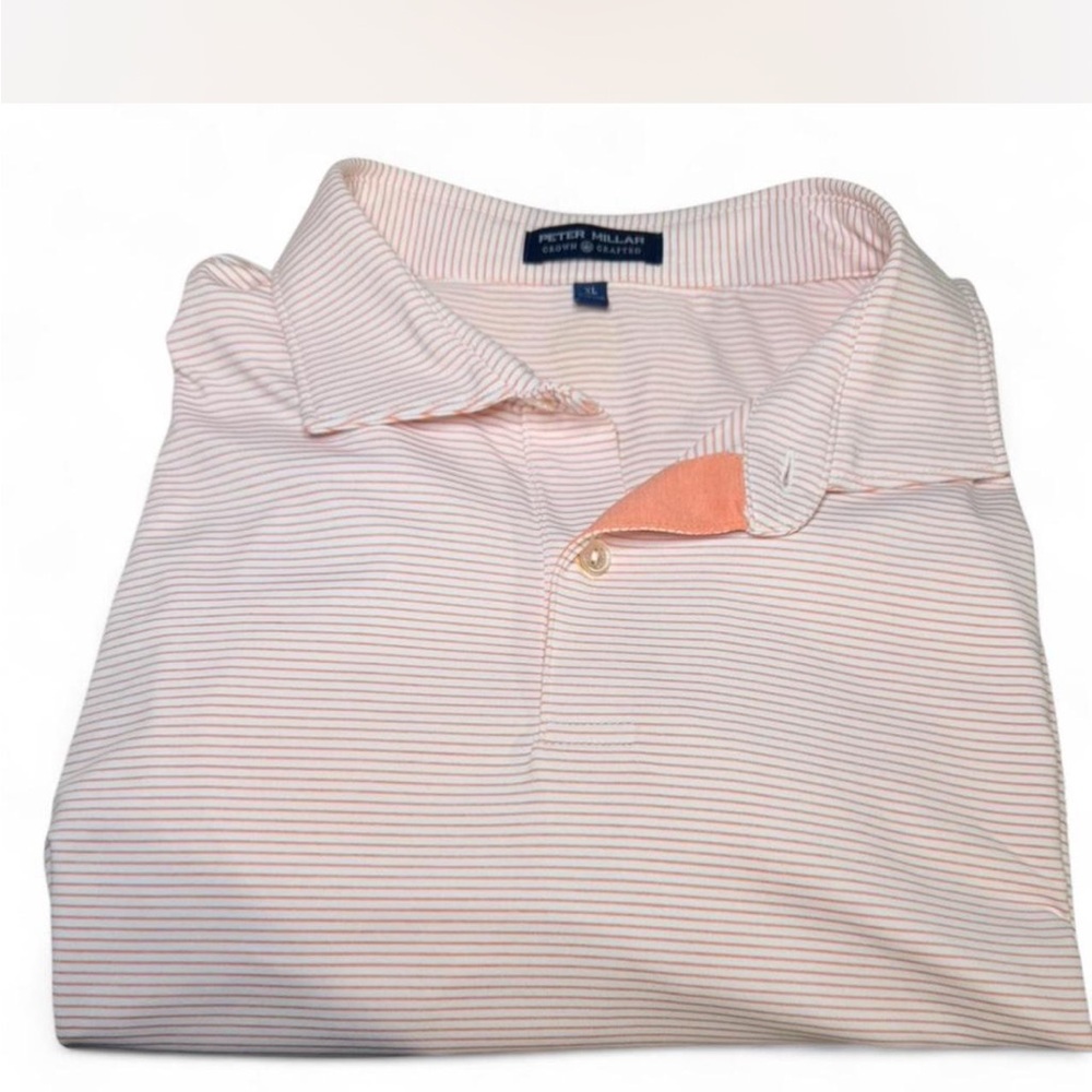 Peter Millar Crown Crafted -  Light Peach Striped Polo XL